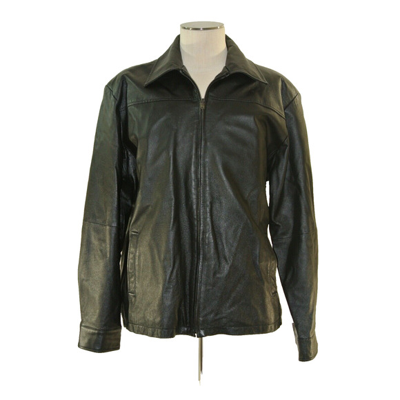 Columbia Sports Wear Leather Jacket Mens XL Black